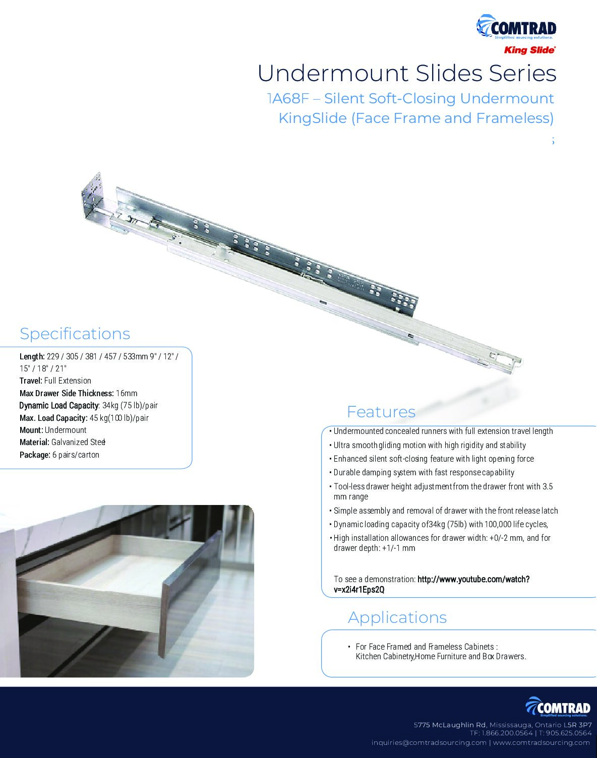 2829-King-Slide-1A68F - Undermount Soft Close - Distribution Packaging