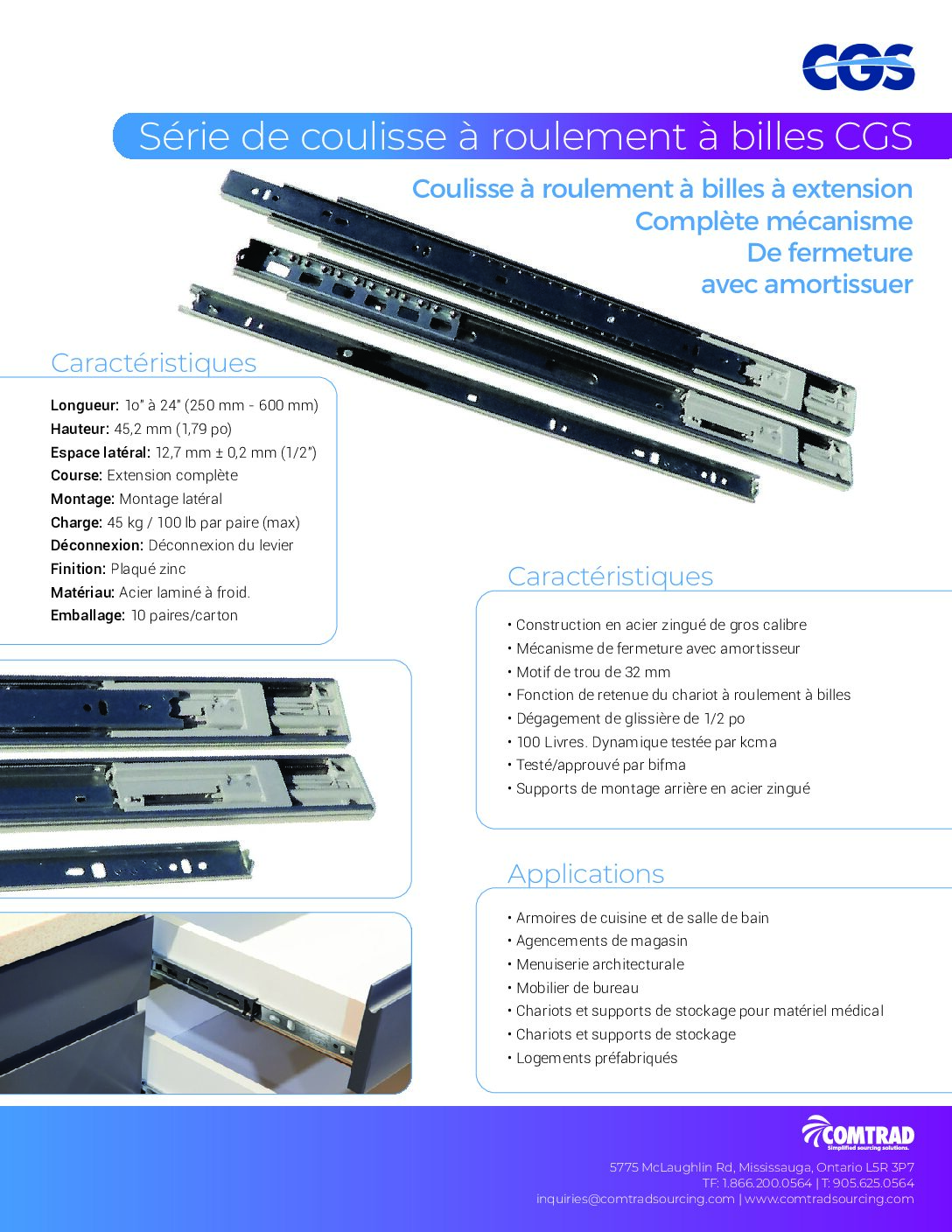 COMTRAD - Sell Sheet - CGS 100 LB Ball Bearing Cushion Close - FRENCH