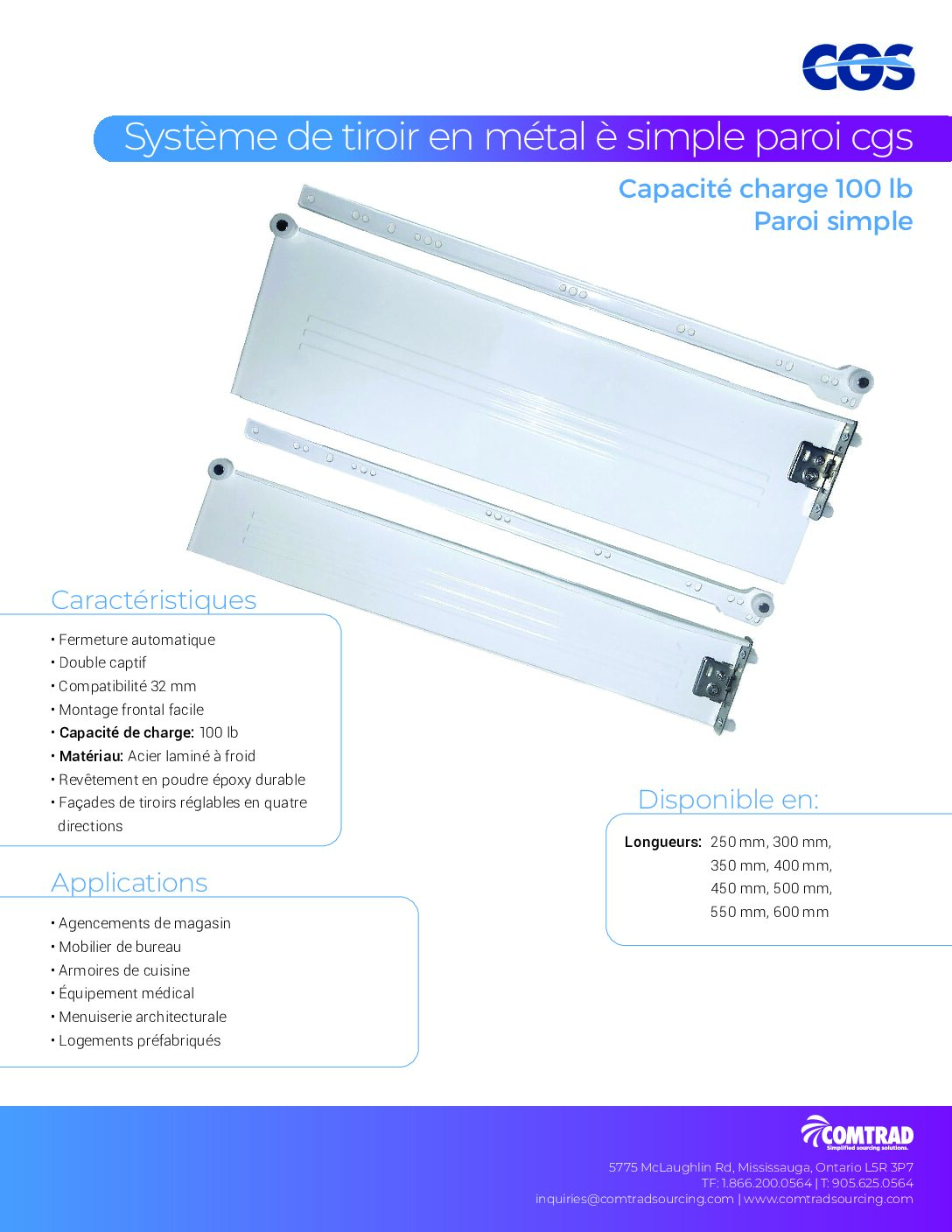 COMTRAD - Sell Sheet - CGS Metal Box System - 100 lb Single Wall - FRENCH
