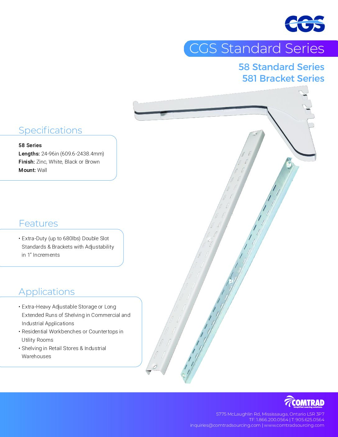 COMTRAD - Sell Sheet -58 Standard - 581 Bracket Series - ENGLISH