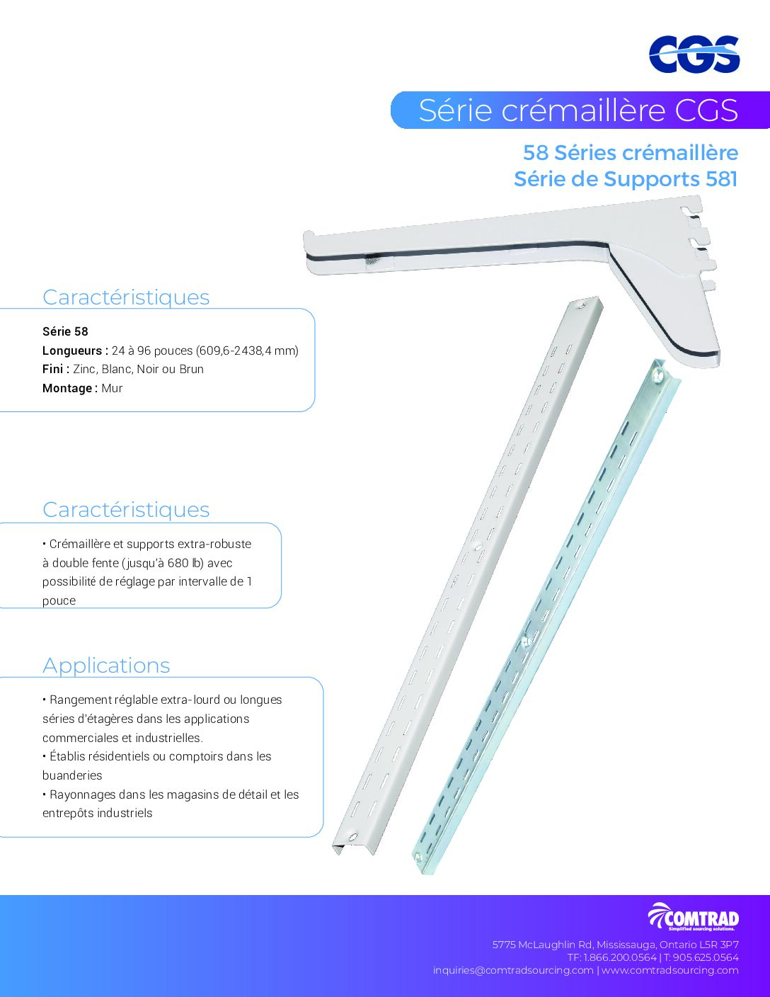 COMTRAD - Sell Sheet -58 Standard - 581 Bracket Series - FRENCH